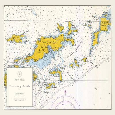 British Virgin Islands 1962 - Vintage Map Reproduction - Nautical Decor - Wall Art (18"x24")