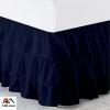 ARlinen Multi-Ruffle Bed Skirt -Full Navy Blue Bedskirt- Unique Design- Three Ruffled Tier Layer-Waterfall Dust Ruffle bedskirt Split Corner with Platform Up to 18 Inch Deep Mattress. view 2