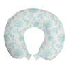 Ambesonne Botanical Travel Pillow Neck Rest, Detailed Intricate Floral Ornaments Romantic Pure Tones Illustration, Memory Foam Traveling Accessory for Airplane and Car, 12", Blue White view 1
