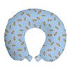 Ambesonne Cartoon Travel Pillow Neck Rest, Illustration of Clownfish Repetitive Simplistic Pattern Underwater, Memory Foam Traveling Accessory for Airplane and Car, 12", Pale Azure Blue Marigold view 1