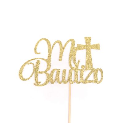 Atelier Elegance Mi Bautizo Cake Topper, Baptism Cake Topper, God Bless Cake Topper