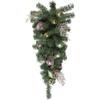 30" Pink and Gold Frosted Artificial Christmas Teardrop Swag - Unlit view 1