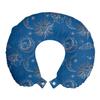 Ambesonne Magic Moon Travel Pillow Neck Rest, Celestial Sun and Moon Night Sky Classic Depiction Bohemian Look, Memory Foam Traveling Accessory for Airplane and Car, 12", Sea Blue and Warm Taupe view 1