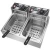 BHWHOME 12.7QT/12L Stainless Steel Double Cylinder Electric Fryer US Plug Electric Fryer,12L Commercial Electric Countertop Stainless Steel Deep Fryer Basket French Fry Restaurant Home Kitchen view 4