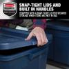 Rubbermaid Roughneck Tote 31 Gal, 3 Pack, Made in USA, Dark Indigo Metallic, Rugged Plastic Stackable Storage Bins with Lids and Handles view 3
