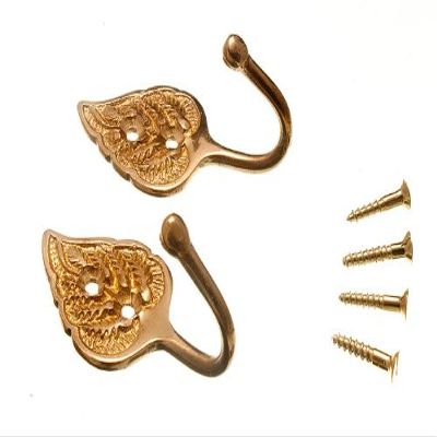 8 Pairs of Curtain TIE Backs Leaf Design Solid Brass 30 x 65 x 30mm