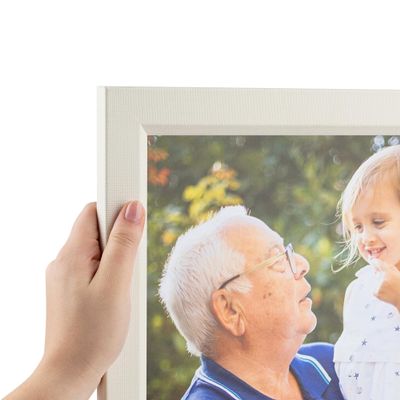 ArtToFrames 14x34 Inch White Picture Frame, This 1.11 Inch Custom Poster Frame is Slanted Lip White - Comes with Economy Acrylic and Corrugated Backing (2WOMC-BW134-1090-14x34)