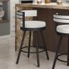 Amisco Eller 26 in. Swivel Counter Stool - Off White Faux Leather/Black Metal view 2
