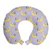 Ambesonne Saying Travel Pillow Neck Rest, Lazy Cat and Panda Sleeping on The Moon with Stars, Memory Foam Traveling Accessory for Airplane and Car, 12", Mustard Purple view 1