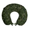 Ambesonne Camouflage Travel Pillow Neck Rest, Simplistic Design Woodland Camo Pattern in Green Tones, Memory Foam Traveling Accessory for Airplane and Car, 12", Evergreen Dark Sepia view 1