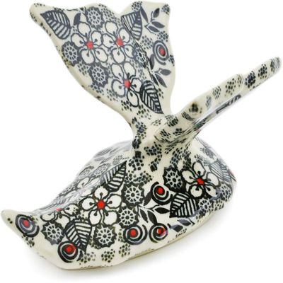 Polmedia Polish Pottery Butterfly Figurine UNIKAT - Classic Black and White Pattern Handmade in Boleslawiec Poland by Ceramika Artystyczna + Certificate of Authenticity