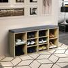 Furniture Shoe Storage Bench Rack Bench 10-Cube Organizer Bench Adjustable Nature Standing Cabinets, Padded Cushion, Home Kitchen Bedroom, Living Room view 2