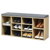 Furniture Shoe Storage Bench Rack Bench 10-Cube Organizer Bench Adjustable Nature Standing Cabinets, Padded Cushion, Home Kitchen Bedroom, Living Room view 4