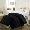 Black All-Season Luxury - Hotel Collection - Pintuck Style 100% Organic Cotton Grand King Size 106 x 106 Inches 1-Piece Pinch Pleat Comforter with 4 Corner Tabs, 500 GSM - Machine Washable view 2