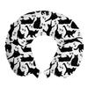 Ambesonne Cat Travel Pillow Neck Rest, Cats Yellow Eyes in Different Positions Paw Traces Playful Feline Animal, Memory Foam Traveling Accessory for Airplane and Car, 12", Black Charcoal view 1