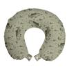 Ambesonne Fishing Travel Pillow Neck Rest, Hobby Concept Pattern with Fisherman on Boat Catching Trouts with Rot and Hook, Memory Foam Traveling Accessory for Airplane and Car, 12", Dusk Green view 1