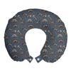Ambesonne Cartoon Travel Pillow Neck Rest, Disparate Fossil Dinosaurs Skeletons Jurassic Period, Memory Foam Traveling Accessory for Airplane and Car, 12", Seal Brown Slate Blue view 1
