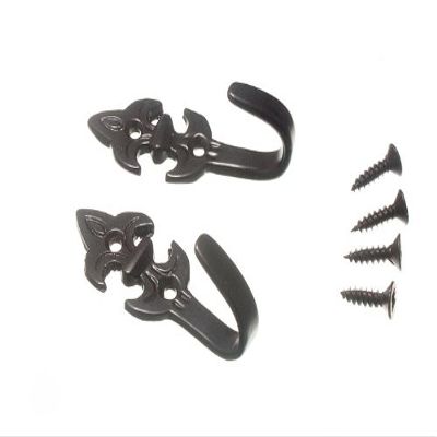 12 Pairs of Curtain TIE HOLDBACKS Fleur DE LYS Black Metal 55 x 20 x 25mm