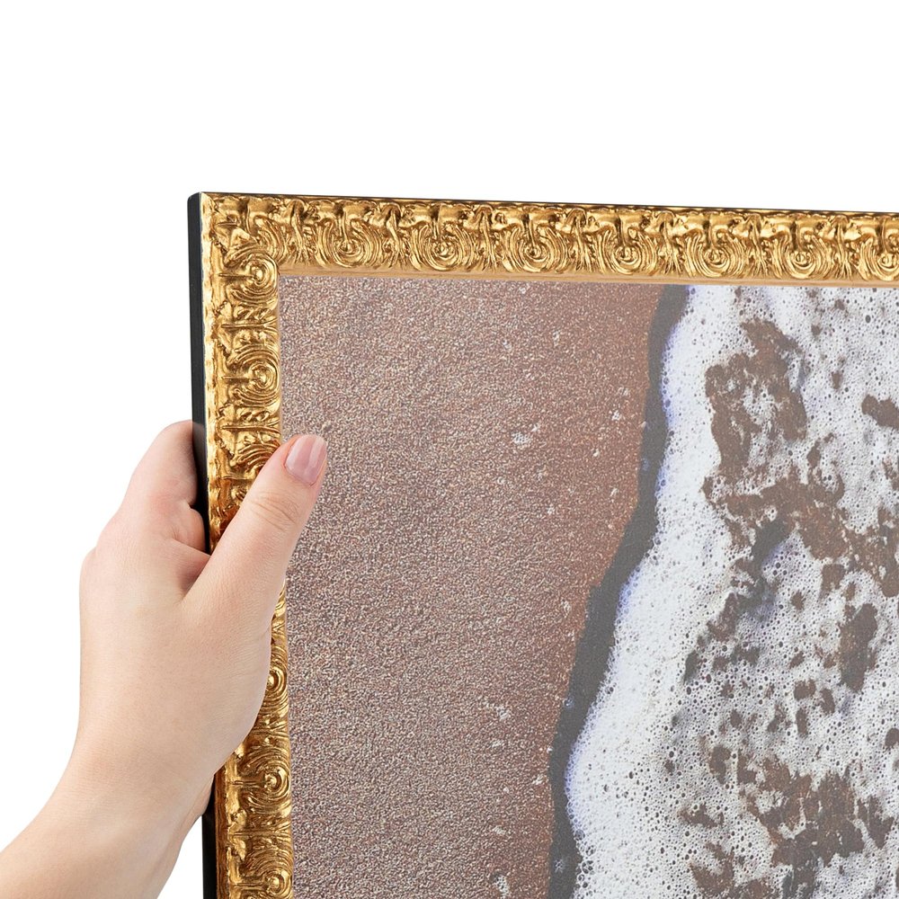 ArtToFrames 12x12 Inch Gold Picture Frame, This 1.00 Inch Custom Wood Poster Frame is 1" Wide - Versailles Gold - Comes with Regular Glass and Corrugated Backing (WOMD11239-12x12)