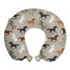 Ambesonne Horses Travel Pillow Neck Rest, Abstract Stallions Simple Design Animals Galloping Curvet Illustration, Memory Foam Traveling Accessory for Airplane and Car, 12", Taupe Black view 1