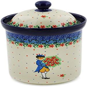 Polmedia Polish Pottery Canister 9" UNIKAT - Charming Prince Pattern Handmade in Boleslawiec Poland by Ceramika Artystyczna + Certificate of Authenticity