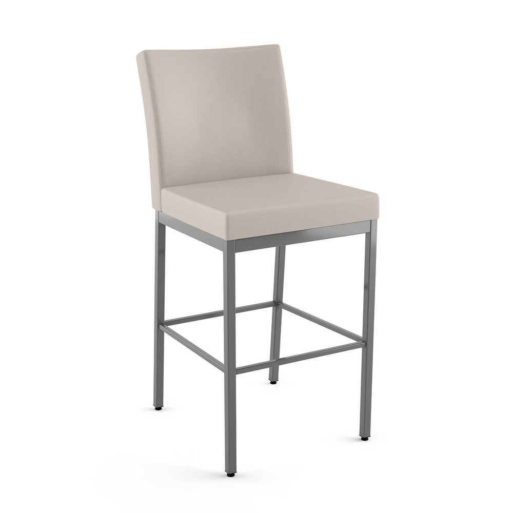 Amisco Perry Plus 26 in. Counter Stool - Cream Faux Leather/Glossy Grey Metal