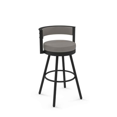 Amisco Eller 26 in. Swivel Counter Stool - Taupe Grey Faux Leather/Black Metal