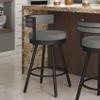 Amisco Eller 26 in. Swivel Counter Stool - Taupe Grey Faux Leather/Black Metal view 2