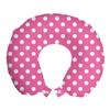 Ambesonne Pink Polka Dots Travel Pillow Neck Rest, Rows and Columns Ordered Arrangement Feminine Abstraction Graphical, Memory Foam Traveling Accessory for Airplane and Car, 12", Pink and White view 1