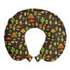 Ambesonne Mexico Travel Pillow Neck Rest, Pattern with Traditional Sombrero Tequila Taco Skull Guitar Cactus, Memory Foam Traveling Accessory for Airplane and Car, 12", Charcoal Grey view 1