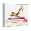The Oliver Gal Artist Co. Fashion and Glam Framed Wall Art Canvas Prints 'Gold Shoe and Fashion Books' Shoes, Gold, Pink, 16 in x 16 in view 2