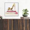 The Oliver Gal Artist Co. Fashion and Glam Framed Wall Art Canvas Prints 'Gold Shoe and Fashion Books' Shoes, Gold, Pink, 16 in x 16 in view 3