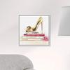 The Oliver Gal Artist Co. Fashion and Glam Framed Wall Art Canvas Prints 'Gold Shoe and Fashion Books' Shoes, Gold, Pink, 16 in x 16 in view 4