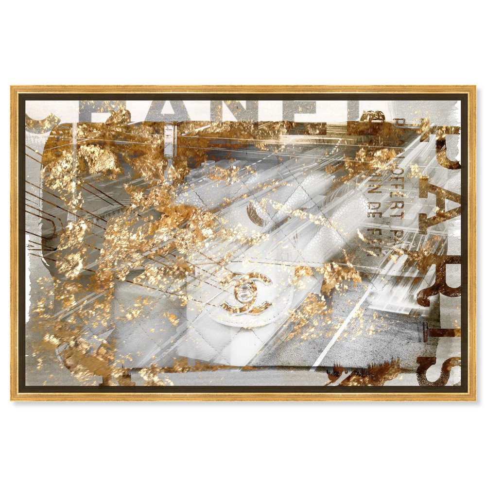 Oliver Gal Fashion and Glam Contemporary Canvas Wall Art No1 Bag Ready to Hang Home Decor 31.5 x 46.5 Gold and White Canvas Art for Bedroom