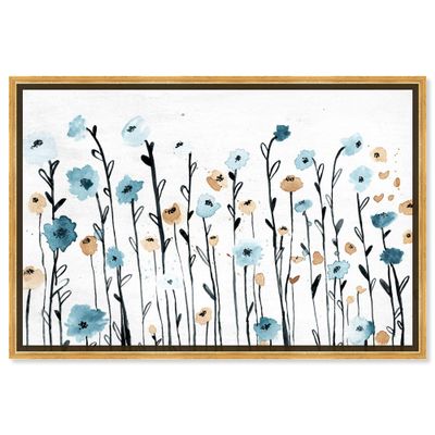 The Oliver Gal Artist Co. Floral and Botanical Framed Wall Art Canvas Prints 'Beautiful Growth' Florals, Blue, White, 45" x 30", Model Number: 19024_45x30_Canv_PSGLD
