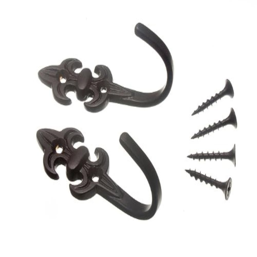 12 Pairs of Curtain TIE Hold Backs Fleur DE LYS Black 75 x 25 x 35mm
