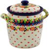 Polmedia Polish Pottery Jar with Lid and Handles UNIKAT - Floral Puzzles Pattern Handmade in Boleslawiec Poland by Ceramika Artystyczna + Certificate of Authenticity view 1