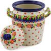 Polmedia Polish Pottery Jar with Lid and Handles UNIKAT - Floral Puzzles Pattern Handmade in Boleslawiec Poland by Ceramika Artystyczna + Certificate of Authenticity view 2
