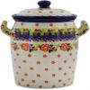 Polmedia Polish Pottery Jar with Lid and Handles UNIKAT - Floral Puzzles Pattern Handmade in Boleslawiec Poland by Ceramika Artystyczna + Certificate of Authenticity view 3
