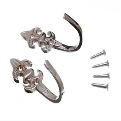 12 Pairs of Curtain TIE Hold Backs Fleur DE LYS Chromed 75 x 25 x 35mm
