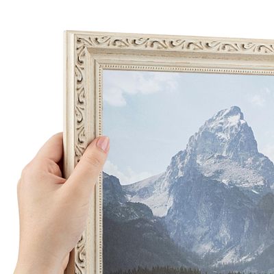 ArtToFrames 22x22 Inch White Picture Frame, This 1.30 Inch Custom Wood Poster Frame is White Wash - Comes with Economy Acrylic and Corrugated Backing (2WOMD11234-22x22)
