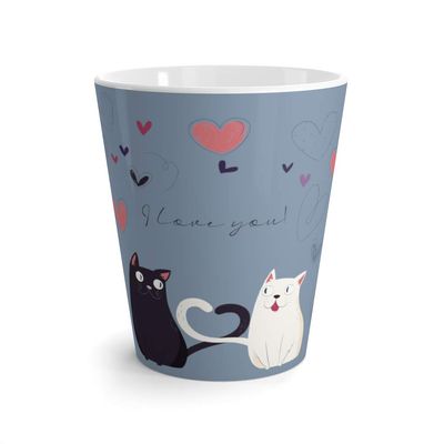Cats In Love Valentine's Day Faded Denim Latte mug
