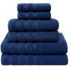 American Soft Linen 100% Carde Cotton 6 Piece Towel Set, 590 GSM Heavy Weight Soft Absorbent Turkish Towels for Bathroom, Royal Blue view 1