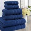 American Soft Linen 100% Carde Cotton 6 Piece Towel Set, 590 GSM Heavy Weight Soft Absorbent Turkish Towels for Bathroom, Royal Blue view 2