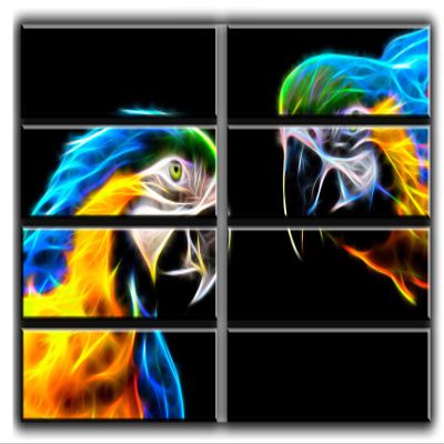 8 Huge Piece Parrots Wall Art Decor Picture Painting Poster Print on Canvas Panels Pieces - Creative Theme Wall Decoration Set - Wilde Life Wall Picture for Living Room 70 by 100 in