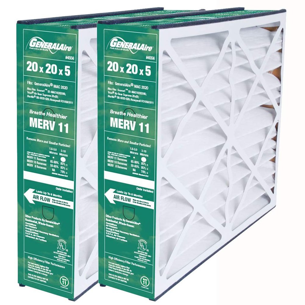 GeneralAire ReservePro # 4556 20" x 20" x 5" Air filter, MERV 11-6FM2020 (2-Pack) For MAC2020- and Replacement for Air Bear