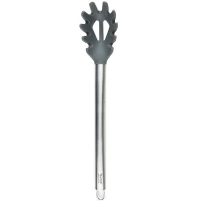 Tovolo Pasta Claw Spaghetti Spoon Scoop Charcoal Gray Silicone Head with Stainless Steel Handle, BPA Free Pasta Fork for Serving Spaghetti Linguine and Noodles, Heat Safe Pasta Serving Spoon