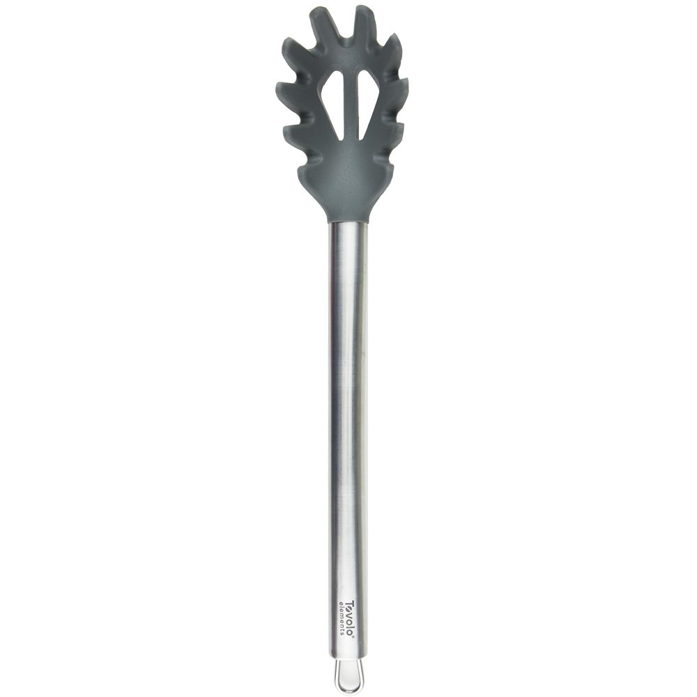 Tovolo Pasta Claw Spaghetti Spoon Scoop Charcoal Gray Silicone Head with Stainless Steel Handle, BPA Free Pasta Fork for Serving Spaghetti Linguine and Noodles, Heat Safe Pasta Serving Spoon