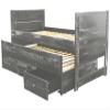 Bedz King Twin Captains Bed with Twin Trundle and 3 Built in Drawers, Weathered Gray view 4