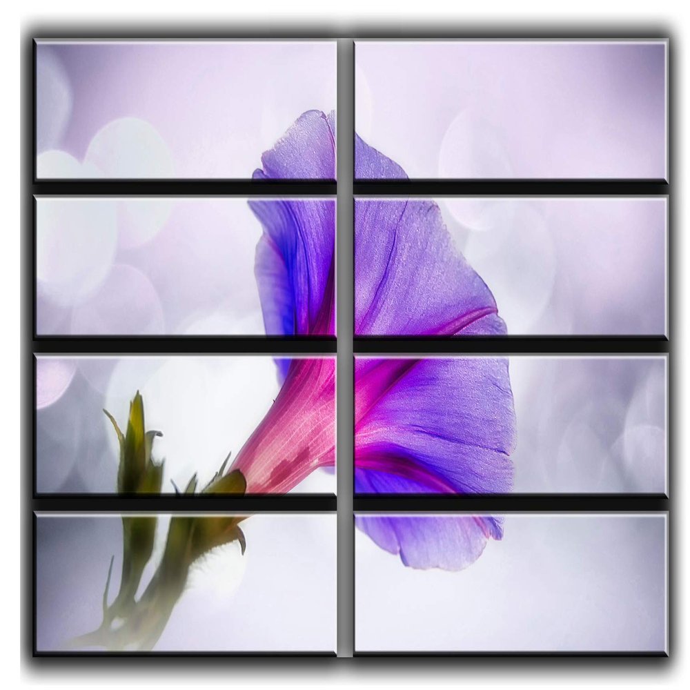 8 Huge Piece Morning Glory Wall Art Decor Picture Painting Poster Print on Canvas Panels Pieces - Nature Theme Wall Decoration Set - Flower Wall Picture for Living Room Bedroom 70 by 100 in